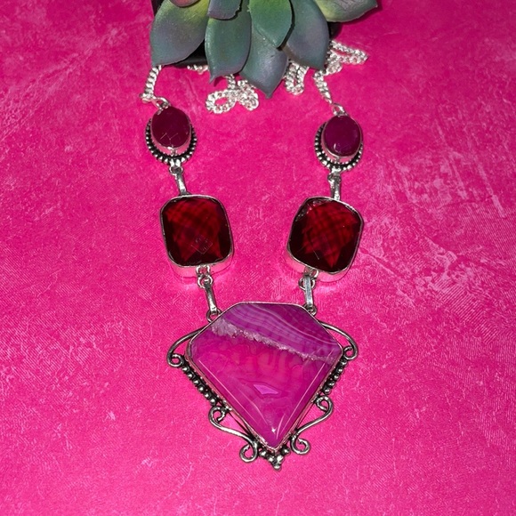 Garnet & Ruby & Agate Necklace - Picture 2 of 13